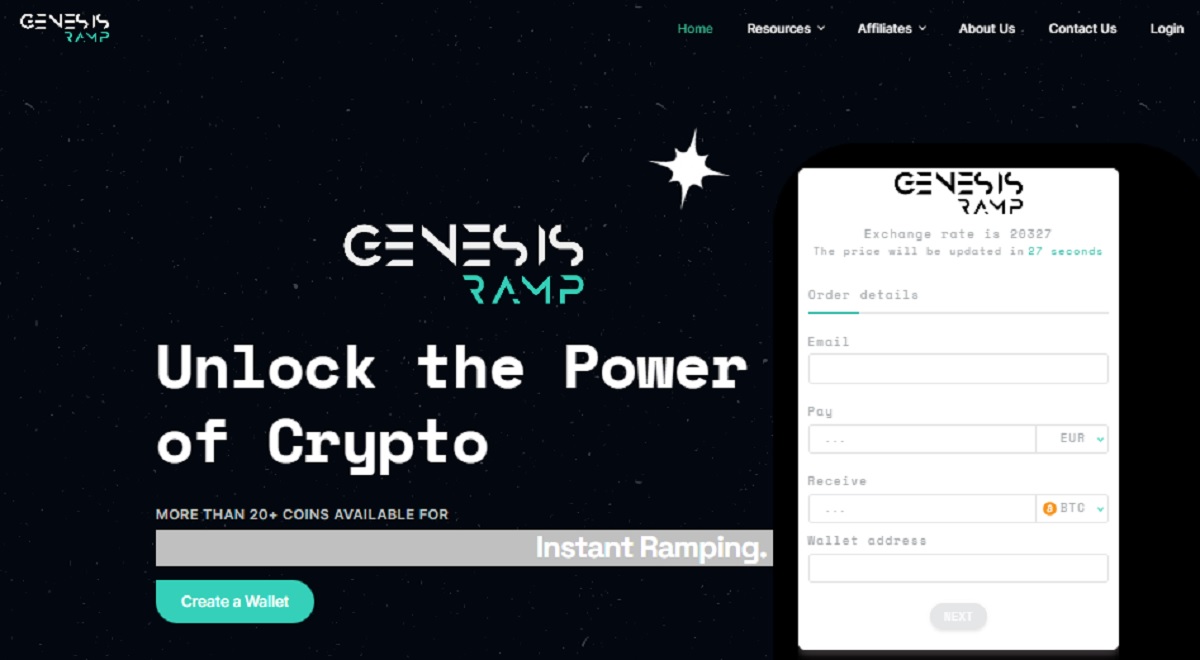 Genesis Exchange homepage